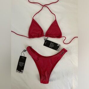 BlackBough Martini Red Shimmer Bikini Set NEW WITH TAGS NWT